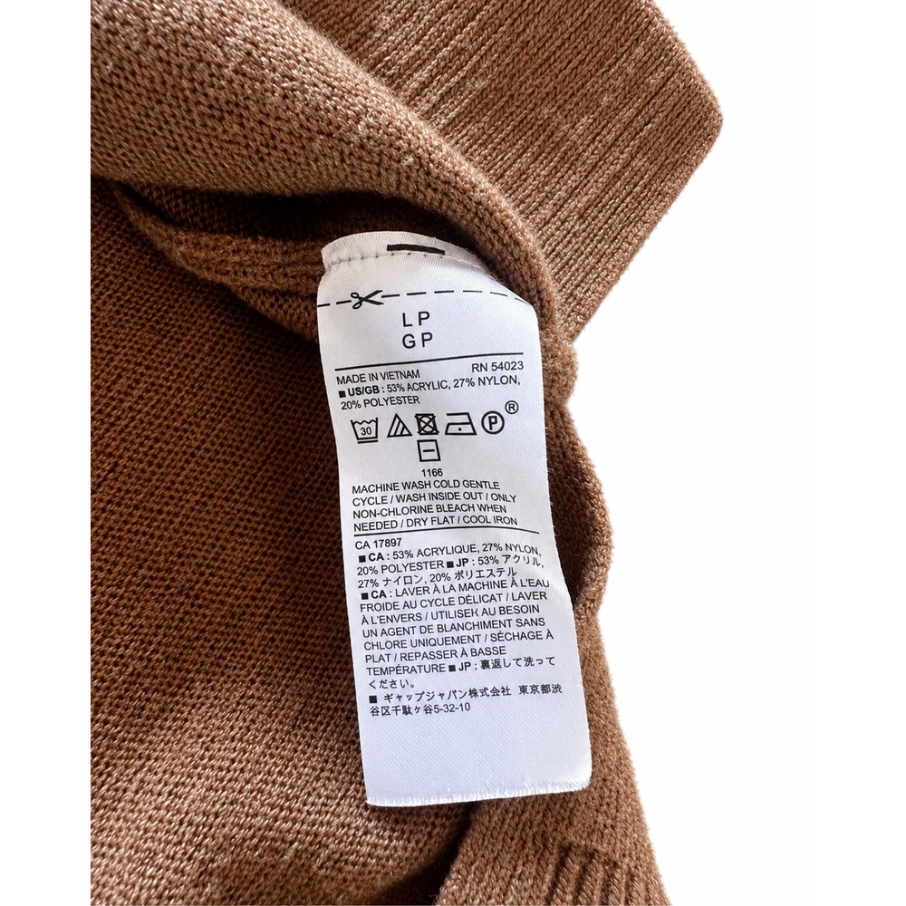 Banana Republic Brown Turtleneck Sweater Petite L High Low Hem Long Sleeve Knit - Picture 4 of 7